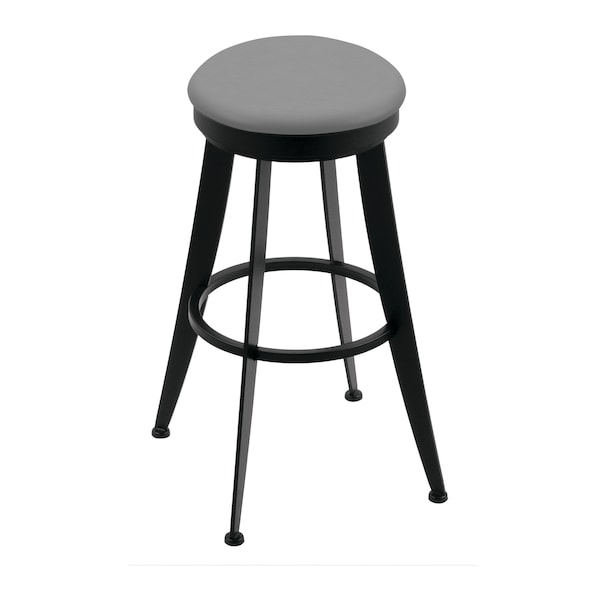 Laser 30" Swivel Bar Stool, Black Wrinkle, Canter Grey Seat